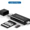 Card Reader extern all in one/Cititor de carduri, USB-A, USB-C la SD si Micro SD, Negru