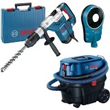 Bosch GBH 5-40 DCE + GDE 162 + GAS 12-25 PL - Rotopercutor SDS-Max 1150 W 8.8 J valiza plastic + Adaptor aspirare scule electrice 162 mm + Aspirator u
