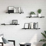 VidaXL Raft pentru cărți 4 pcs Negru 80 x 20 x 1.5 cm Lemn compozit