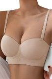 Sutien fara armaturi si fara cusaturi, Linovit&reg;, Push-up, Bretele detasabile, Sistem dublu de prindere, Ideal pentru rochii cu spatele gol, Bej - Beig