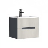 Cumpara ieftin Trent 60 dulap de baie inferior cu chiuvetă ceramică (2 sertare) gri antracit-alb