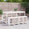 VidaXL Set bar de grădină, 9 piese, alb, lemn masiv de pin 3157758