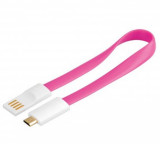Cablu USB 2.0 la micro USB-B cu magnet, 0.2m Roz, Oem