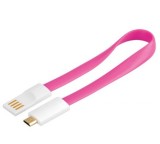 Cablu USB 2.0 la micro USB-B cu magnet, 0.2m Roz*, Oem
