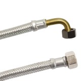 DN8 DVGW Panzerschlauch m. Edelstahlumflechtung 3/8&Prime; &Uuml;M x 3/8&Prime; &Uuml;M m. Bogen 500 mm
