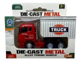 Macheta Camion Metalic Roșu, Scara 1:64, Die-Cast, Camion Transport, Jucarie Copii 3+ Ani, Detalii Realiste, Roti Mobile