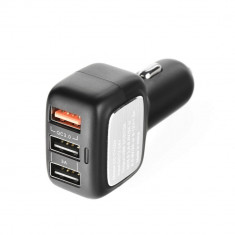 Incarcator Auto Universal , 3*USB, QuickCharge 3.0, 3 Amperi, Negru foto