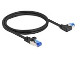 Patch cord S/FTP Cat 6a RJ45, 1 m, negru, mufă &icirc;n unghi st&acirc;nga