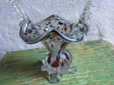 Vintage / Design - Cos / Cosulet din sticla transparenta si colorata realizat manual model deosebit anii 60-70 !
