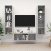 Set de dulapuri TV, 3 piese, gri beton, lemn prelucrat