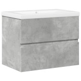 Cumpara ieftin Set mobilier de baie, 2 piese, gri beton, lemn compozit