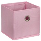 Set 4 cutii depozitare pentru obiectele mici, roz, cu inel metalic, 15 x 15 x 15 cm