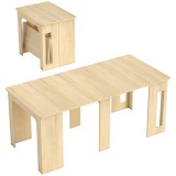 HOMCOM Masă de dining, masă pliantă, masă extensibilă pentru bucătărie, masă pentru sufragerie, PAL, 60-180 x 85 x 75 cm, natural | Aosom Romania