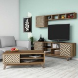 Cumpara ieftin Set Comoda TV si Masuta de Cafea Living İnci Walnut-Cream