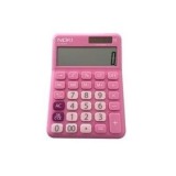 Calculator de birou Noki H-CS001P, 12 digiti, alimentare baterie + solar, ecran inclinat, roz