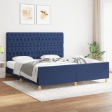 VidaXL Cadru de pat cu tăblie, albastru, 180x200 cm, textil