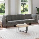 vidaXL Set de mobilier pentru living cu pernă 4 pcs Gri &icirc;nchis Catifea 3413734