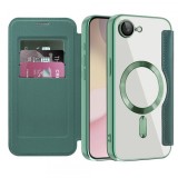 Husa MagSafe pentru Apple iPhone 16e, Techsuit, SmartMag Book, Verde