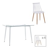 Cumpara ieftin Set masa si scaune 5 piese Quana-Aurora I Alb 120x70x75 cm