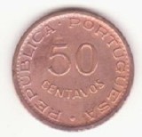 S&atilde;o Tom&eacute; and Pr&iacute;ncipe 50 centavos 1971, an unic de batere