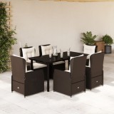 vidaXL Set mobilier de grădină cu perne, 7 piese, maro, poliratan 3262851