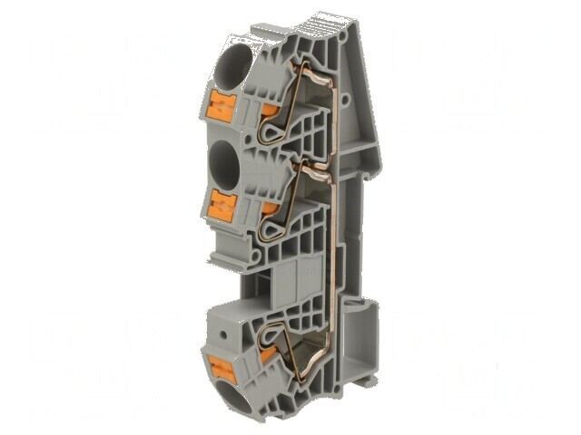 Conector termic de &icirc;mbinare pentru șine 0,5-25mm&sup2;, 3 borne, gri, tip push-in