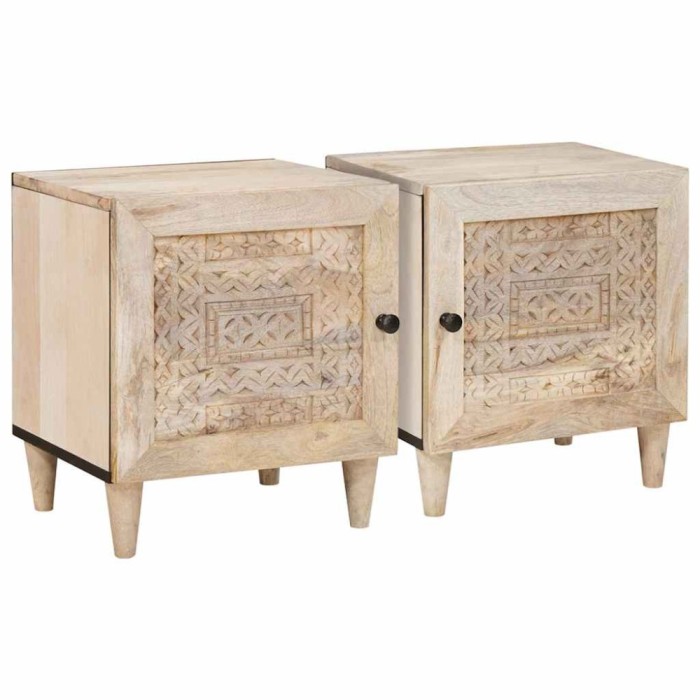 vidaXL Noptieră 2 pcs Bej 40 x 33 x 46 cm Lemn masiv de mango