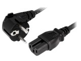 Cablu 3x1mm2 CEE 7/7 ştecăr unghi IEC C15 mamă gumă