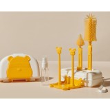 Set Portabil cu Suport de Spalare/ Uscare Biberoane, Flippy, Perii de Silicon pentru Curatarea Tetinelor, Suzetelor, Paharelor si Biberoanelor, Cutie