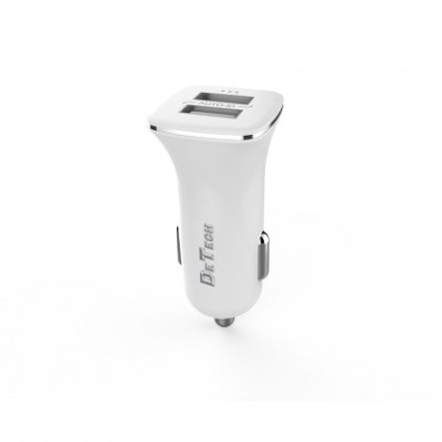 Incarcator Auto (14122) DeTech DE-C01 12V / 5V - 2,4A 2xUSB Alb Blister foto