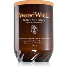 Woodwick Renew Cherry Blossom &amp; Vanilla lum&acirc;nare parfumată cu fitil din lemn 368 g