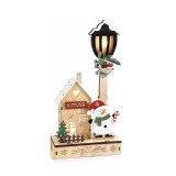Decoratiune Craciun lemn cu led Om de Zapada 14x6x26.5 cm