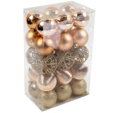 Globuri de Craciun, aurii, N3/6030XLABY, 6 cm, plastic, rotunde, set 30 bucati