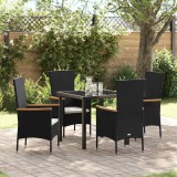vidaXL Set de dining pentru grădină 5 pcs Negru 80 x 80 x 73 cm