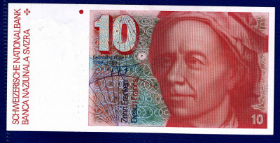 (4) BANCNOTA ELVETIA - 10 FRANCS ND (1979-1992), A 6-A EDITIE, STARE AUNC/UNC foto