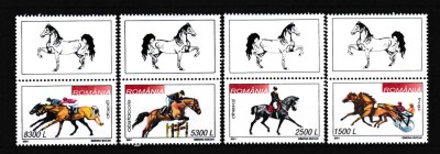 ROMANIA 2001 LP 1557 a HIPISM SERIE CU VINIETA MNH foto