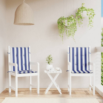 vidaXL Perne de scaun cu spătar mic 2 buc. albastru &amp;amp; alb textil dungi foto