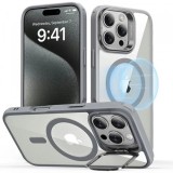 Husa MagSafe pentru Apple iPhone 16 Pro, ESR, Classic Hybrid Kickstand, Gri Transparenta
