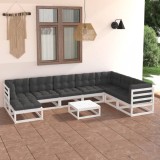 vidaXL Set mobilier de grădină cu perne, 9 piese, lemn masiv de pin 3076770