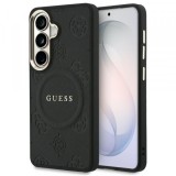 Husa MagSafe pentru Samsung Galaxy S26 S942, Guess, Saffiano Peony Embossed Ring, Neagra