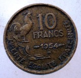 7.836 FRANTA 10 FRANCS FRANCI 1954 B, Europa, Bronz-Aluminiu