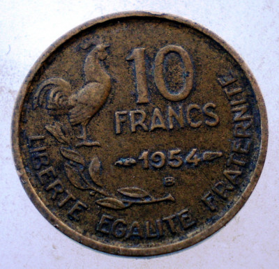 7.836 FRANTA 10 FRANCS FRANCI 1954 B foto