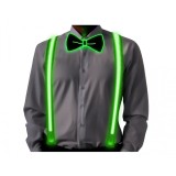 Set papion cu lumina LED si bretele Ainiv, verde - OUTLET