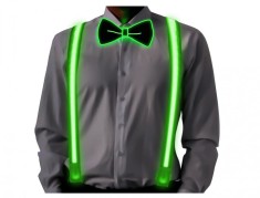 Set papion cu lumina LED si bretele Ainiv, verde - OUTLET