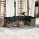 vidaXL Set canapele de grădină, 9 piese, cu perne, gri, poliratan 3256116