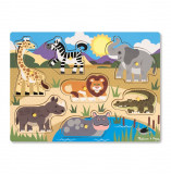 Puzzle din lemn animalele safari, Melissa &amp; Doug