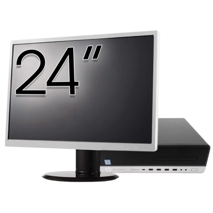 Pachet Calculator Second Hand HP EliteDesk 800 G5 SFF, Intel Core i5-9500 3.00-4.40GHz, 8GB DDR4, 256GB SSD + Monitor 24&amp;quot; NewTechnology Media
