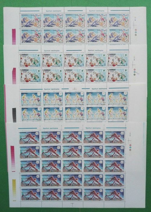 TIMBRE ROMANIA MNH LP1445/1997 Sporturi neolimpice -4 coli de cate 25 timbre