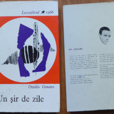 Ovidiu Genaru , Un sir de zile , 1966 , editia 1 cu autograf , volum de debut