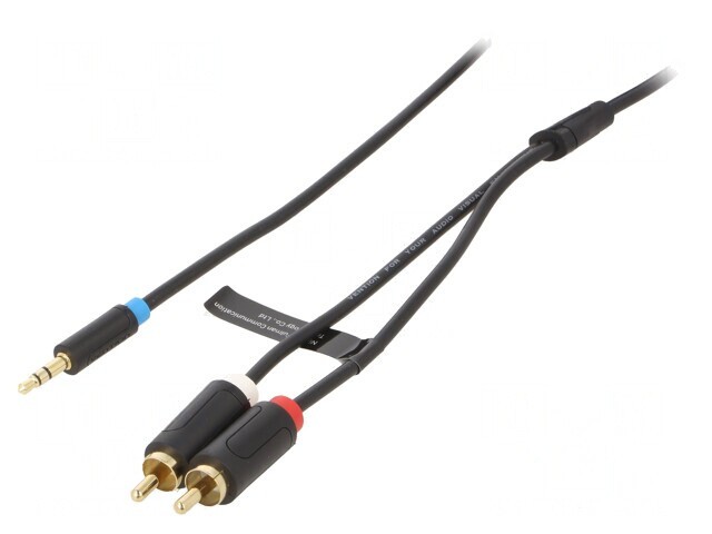 Cablu Audio Jack 3.5mm la RCA 2x 0.5m Aurit Negru